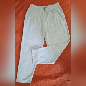 Gymshark Men's Crest Straight Leg Joggers Light Grey Marl - Size Medium EUC
